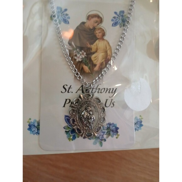 Saint Anthony Pray for Us Catholic Rosary Beads Necklace & Bracelet set of 2 - Picture 3 of 9
